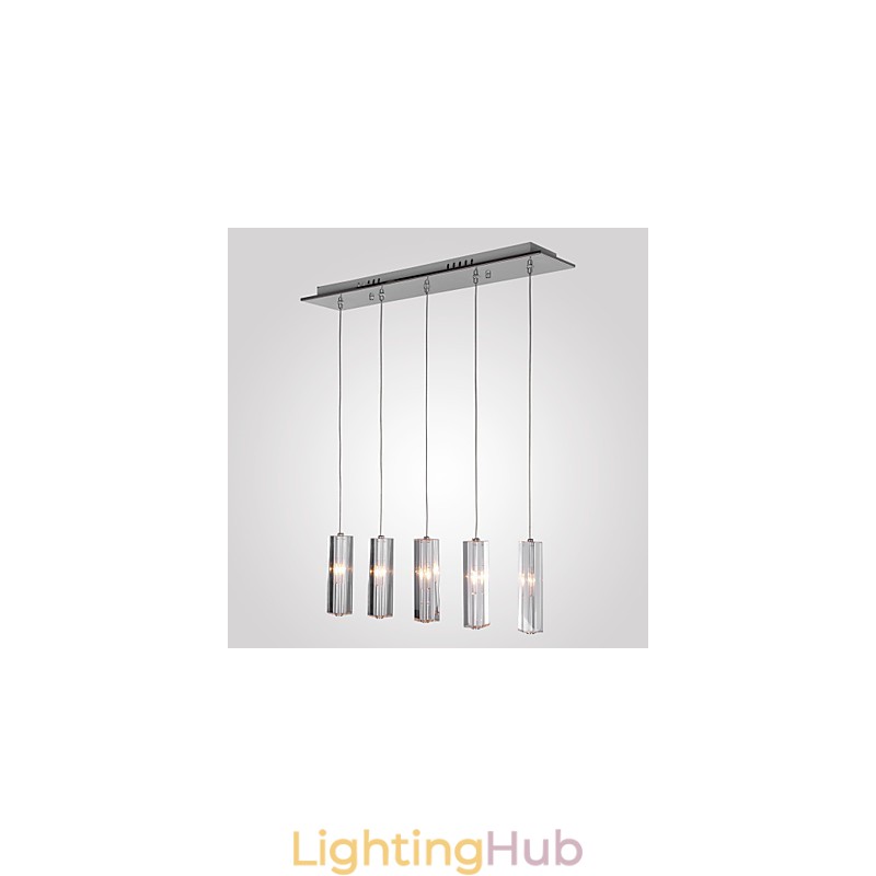Modern Contemporary Island Crystal Chrome Metal Pendant Light