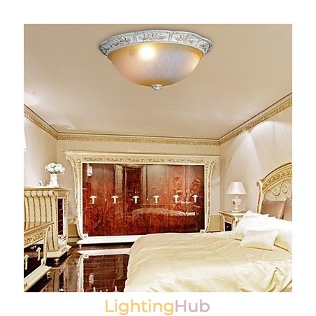 White Flush Mount Light Yellow White Glass Resin Pattern Carving European Classic White Flush Mount Light Yellow White Glass Resin Pattern Carving European Classic
