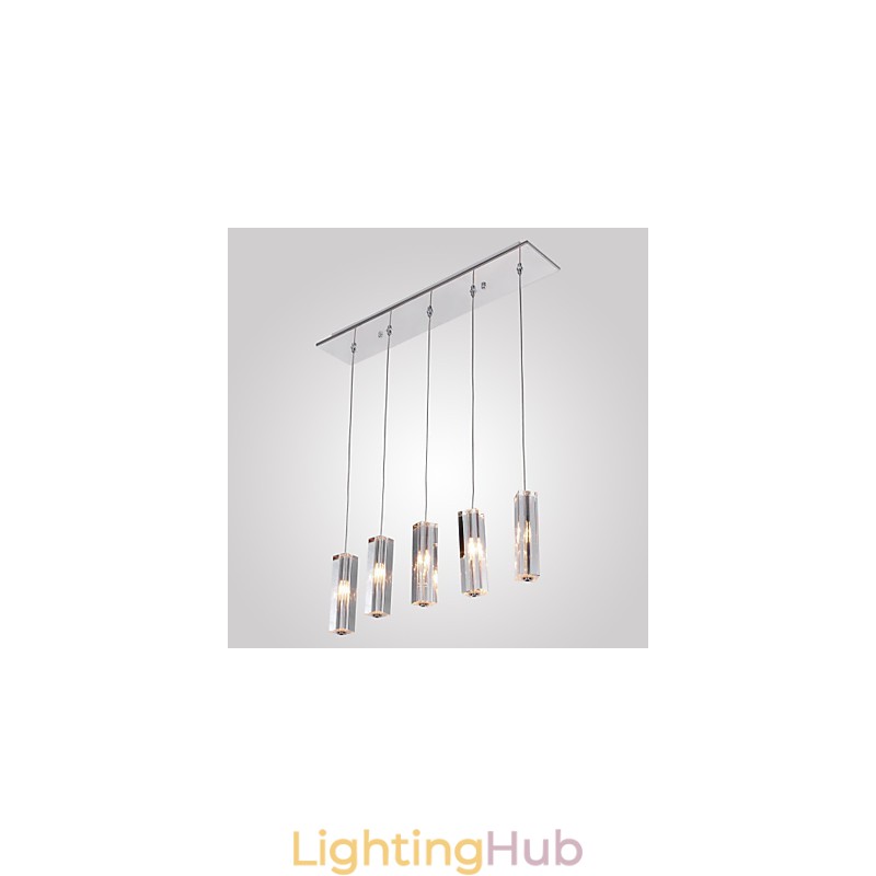 Modern Contemporary Island Crystal Chrome Metal Pendant Light