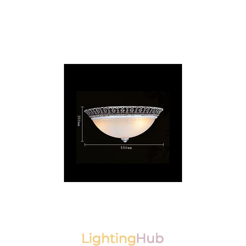 Dark Brown Flush Mount Light Glass Resin Pattern Carving European Classic