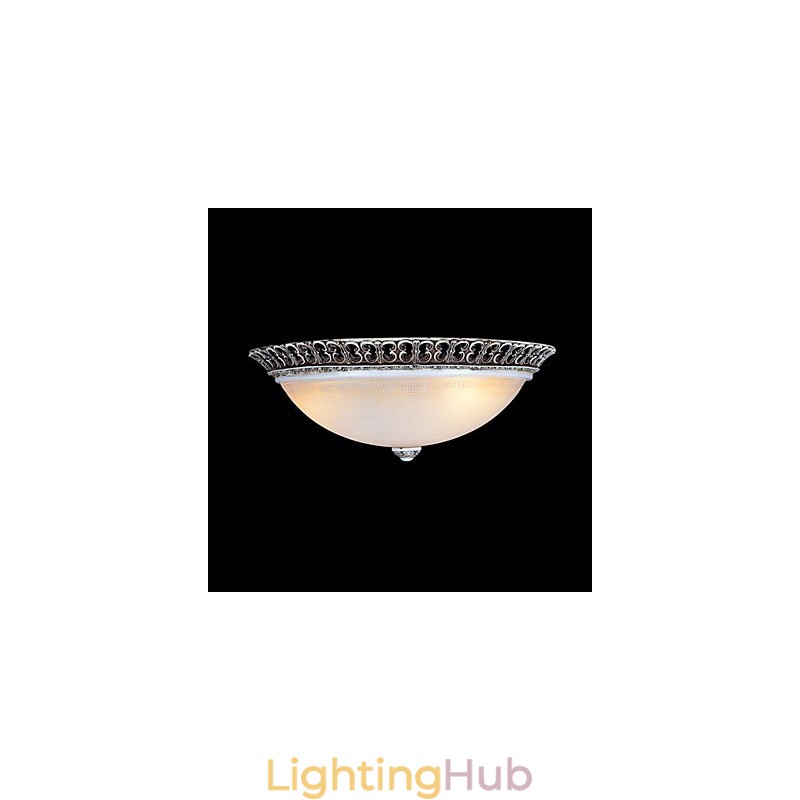 Dark Brown Flush Mount Light Glass Resin Pattern Carving European Classic