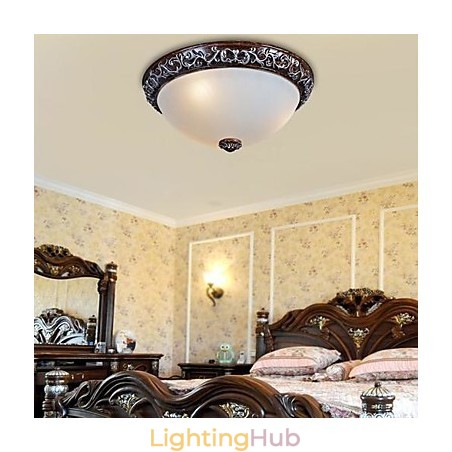 Flush Mount Light Glass Resin Silver Carving European Classic Flush Mount Light Glass Resin Silver Carving European Classic