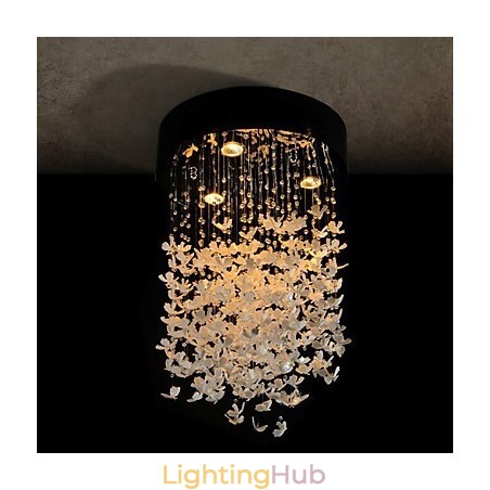 Modern Semi Flush Mount with 3 Lights Butterfly Featured Shade Modern Semi Flush Mount with 3 Lights Butterfly Featured Shade