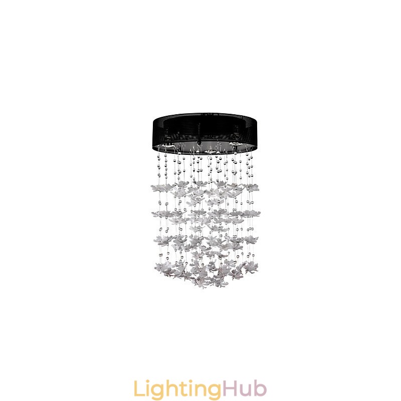 Modern Semi Flush Mount with 3 Lights Butterfly Featured Shade