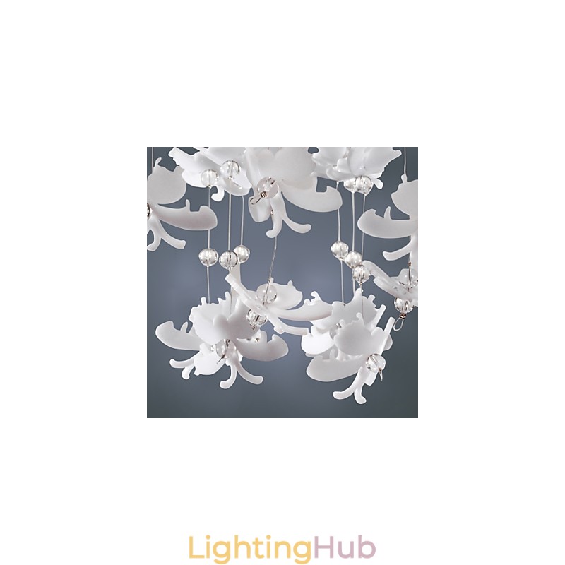 Modern Semi Flush Mount with 3 Lights Butterfly Featured Shade