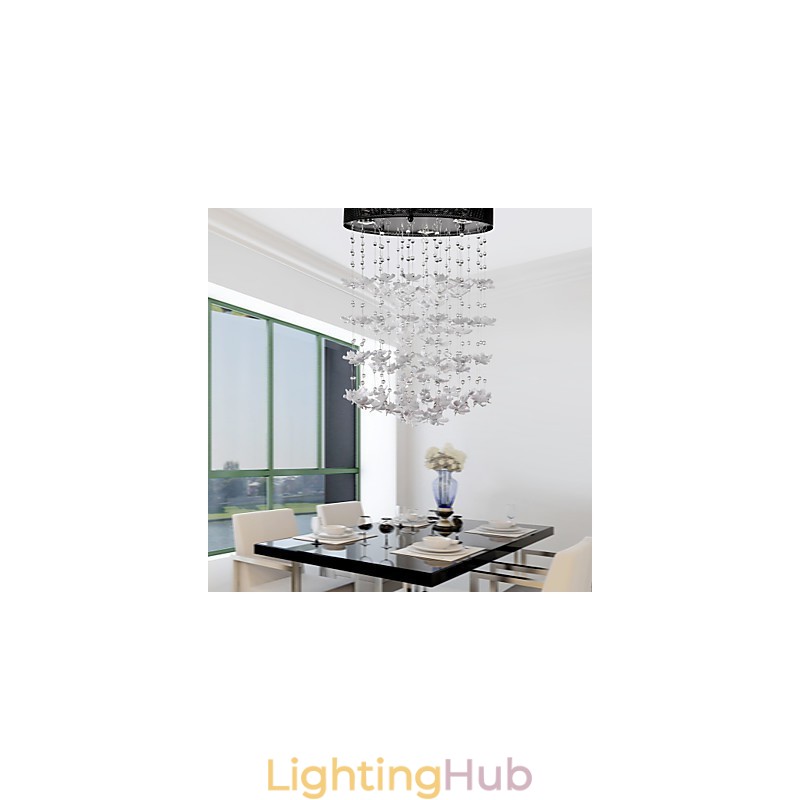 Modern Semi Flush Mount with 3 Lights Butterfly Featured Shade