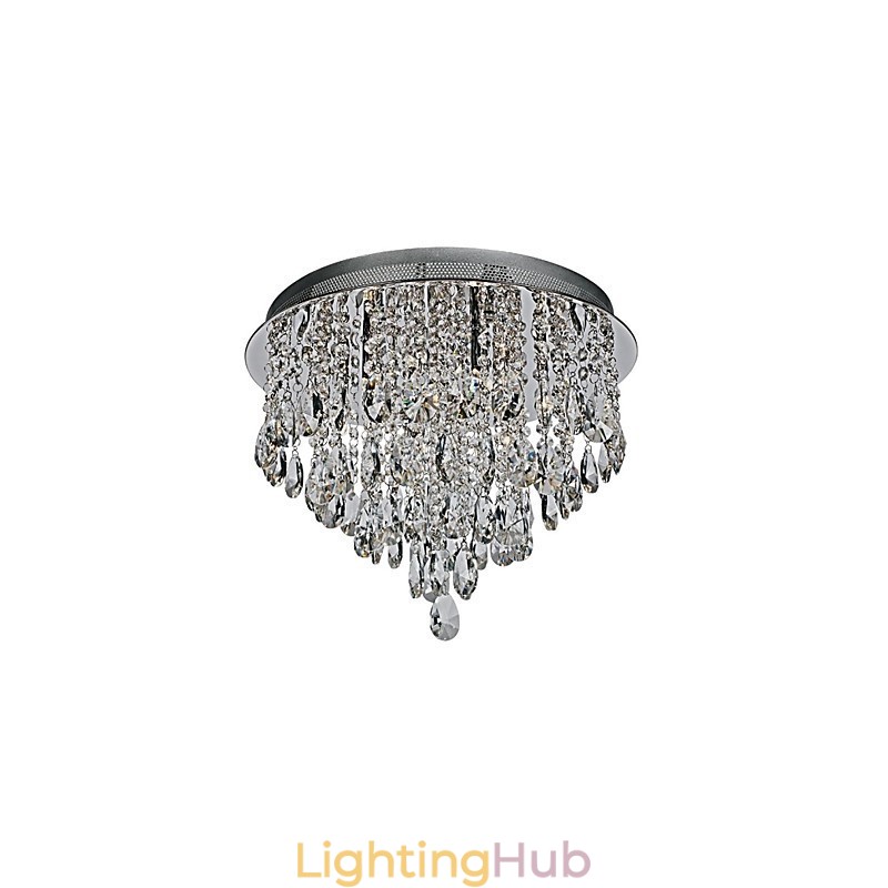 Modern Contemporary Crystal Chrome Crystal Flush Mount