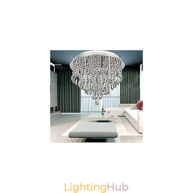 Modern Contemporary Crystal Chrome Crystal Flush Mount