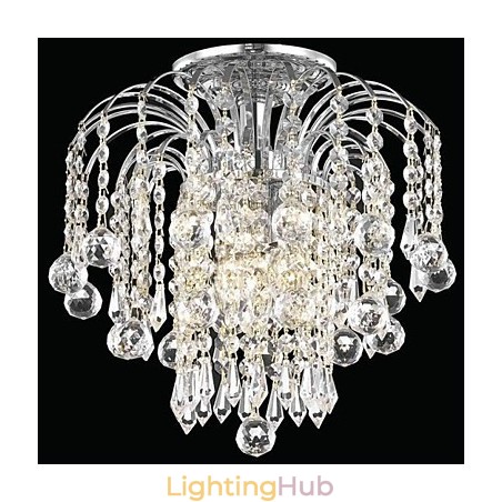 Modern 4 Light Flush Mount Lights with Crystal Beads