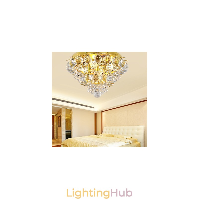 Modern Crystal Flush Mount with 5 Lights