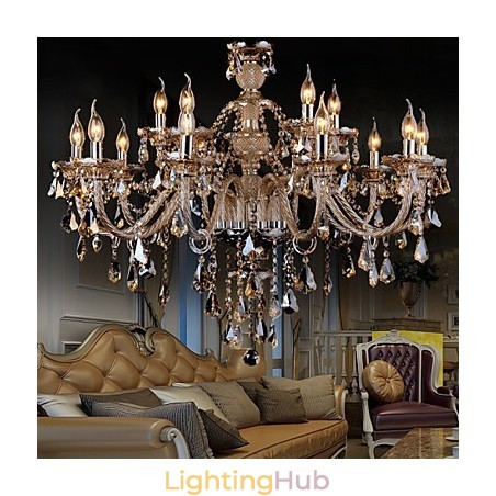 Chandelier Crystal Cognac Color Luxury Modern 2 Tiers Living 15 Lights Chandelier Crystal Cognac Color Luxury Modern 2 Tiers Living 15 Lights