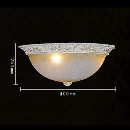 White Flush Mount Light Yellow White Glass Resin Pattern Carving European Classic
