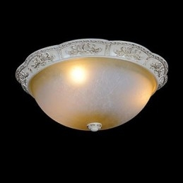 White Flush Mount Light Yellow White Glass Resin Pattern Carving European Classic