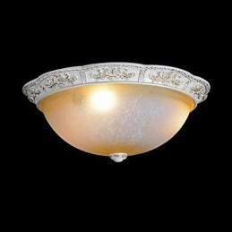 White Flush Mount Light Yellow White Glass Resin Pattern Carving European Classic