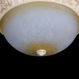 White Flush Mount Light Yellow White Glass Resin Pattern Carving European Classic