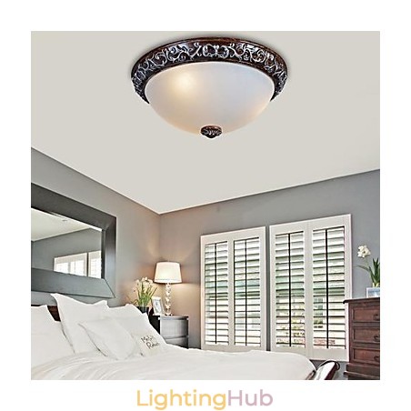 Flush Mount Light Glass Resin Silver Carving European Classic Flush Mount Light Glass Resin Silver Carving European Classic