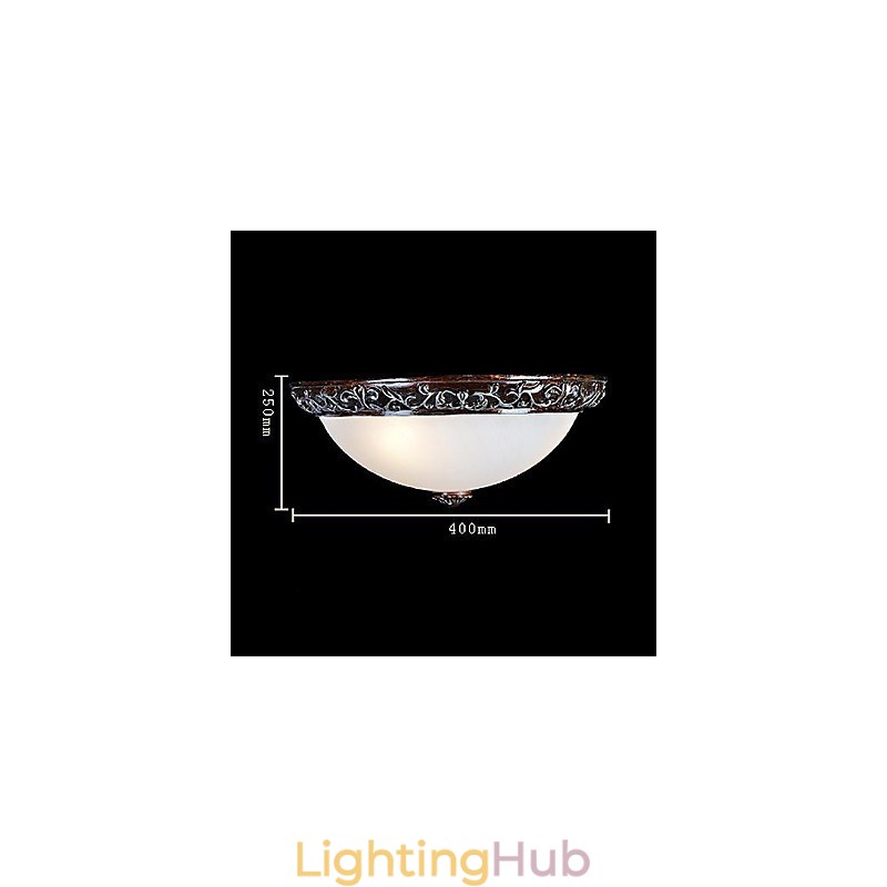 Flush Mount Light Glass Resin Silver Carving European Classic