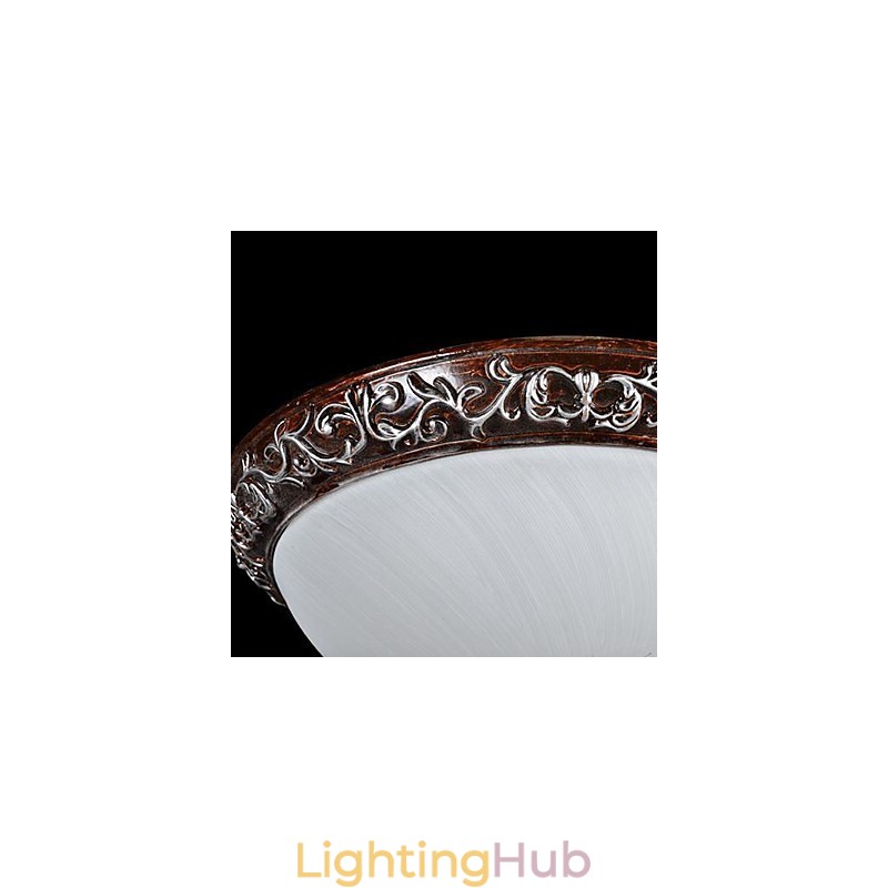 Flush Mount Light Glass Resin Silver Carving European Classic