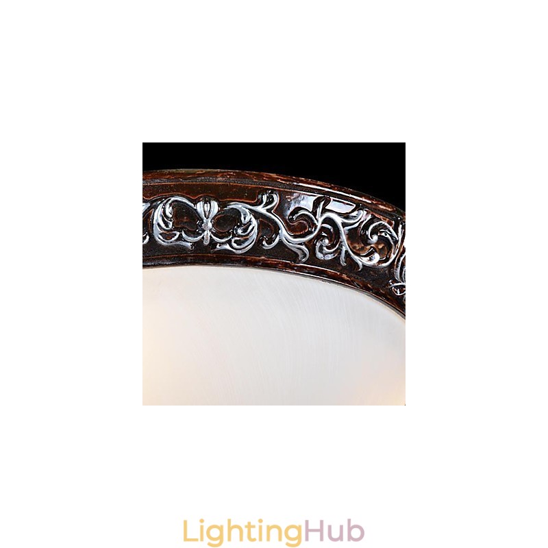 Flush Mount Light Glass Resin Silver Carving European Classic