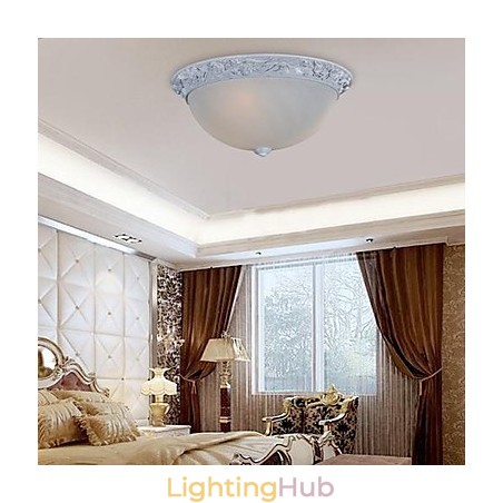 White Flush Mount Light Glass Resin Carving European Classic White Flush Mount Light Glass Resin Carving European Classic