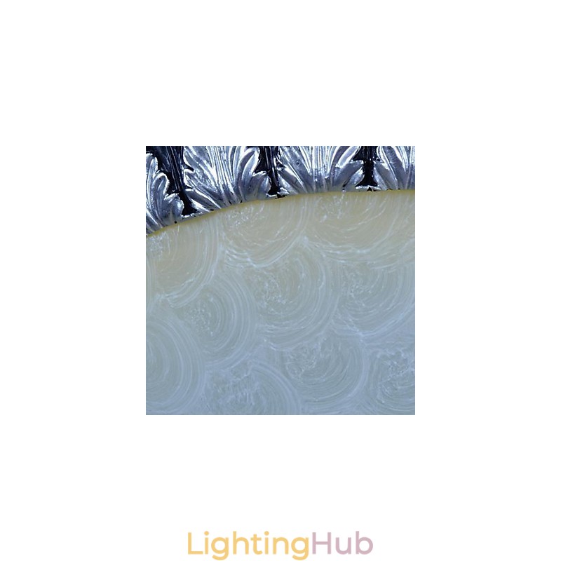 Flush Mount Light Pattern Glass Resin Silver Carving European Classic