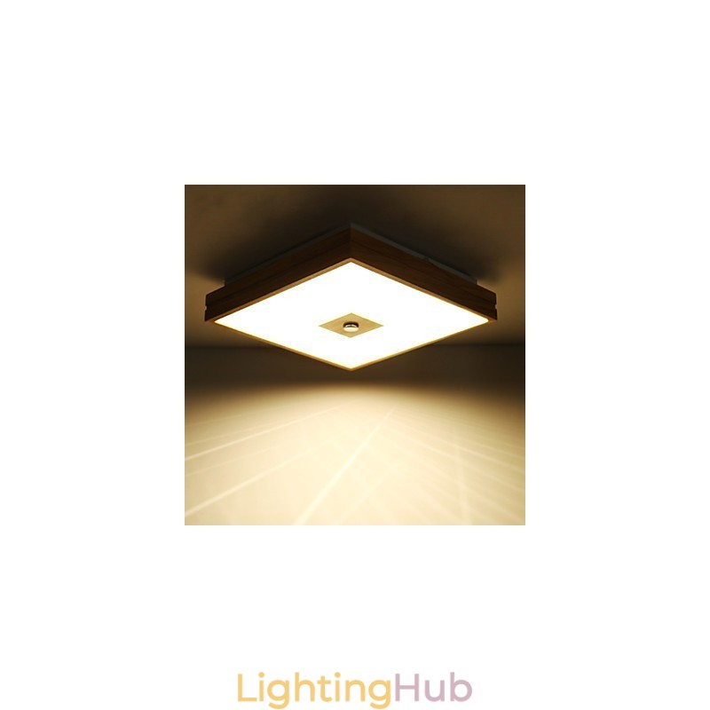 Modern Contemporary Mini Style Painting Wood Bamboo Flush Mount