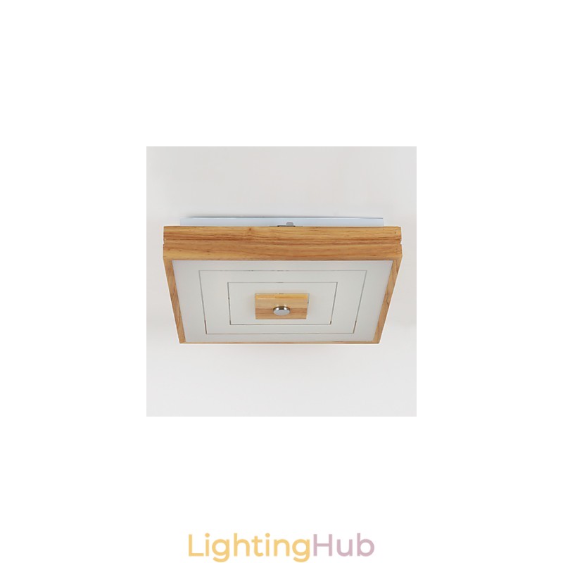 Modern Contemporary Mini Style Painting Wood Bamboo Flush Mount