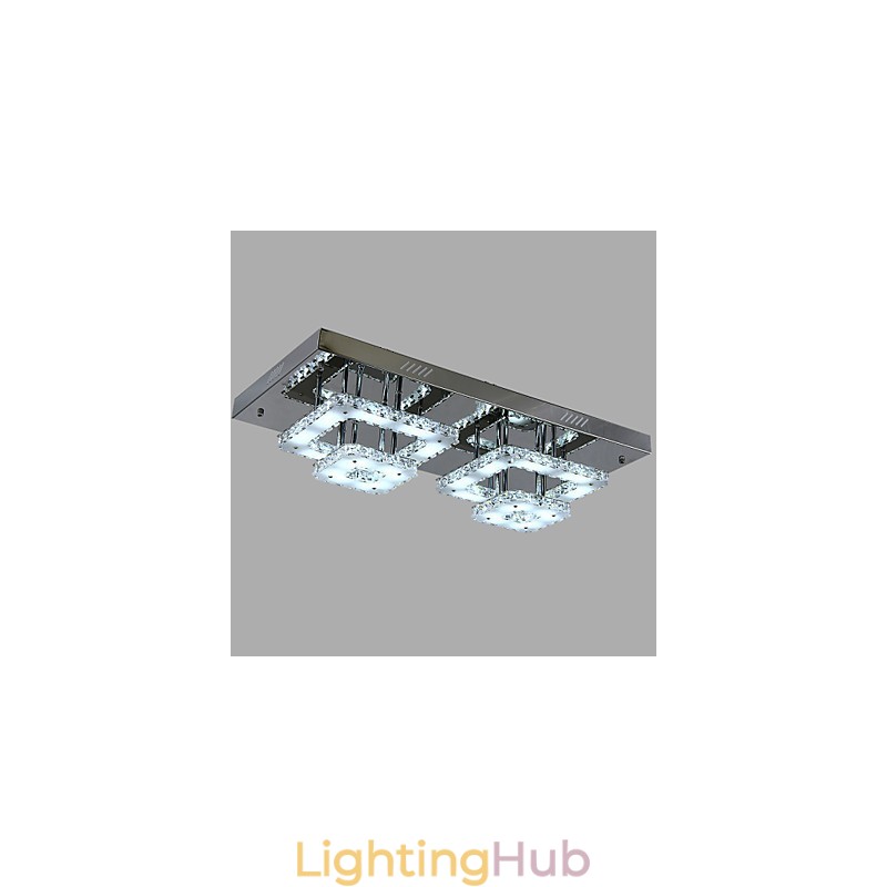 Modern Contemporary Crystal Chrome Metal Flush Mount