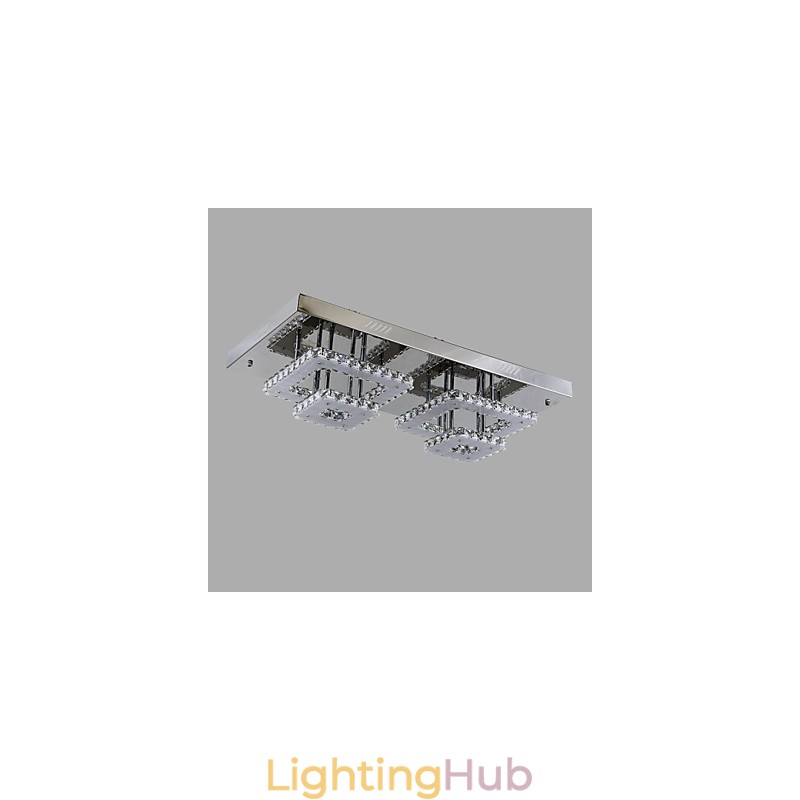 Modern Contemporary Crystal Chrome Metal Flush Mount