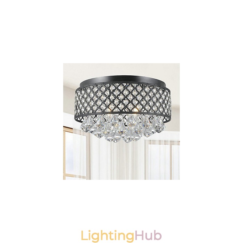 Traditional Classic Crystal Painting Metal Flush Mount