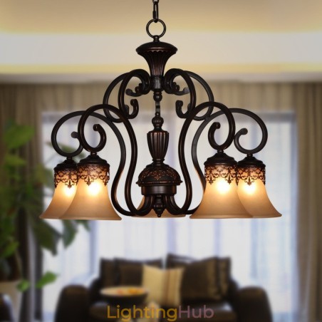 Vintage Country Island Painting Metal Chandelier Flush Mount Vintage Country Island Painting Metal Chandelier Flush Mount