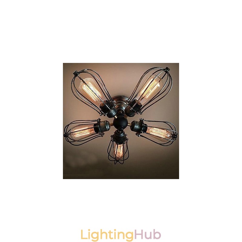 Vintage Mini Style Painting Metal Flush Mount