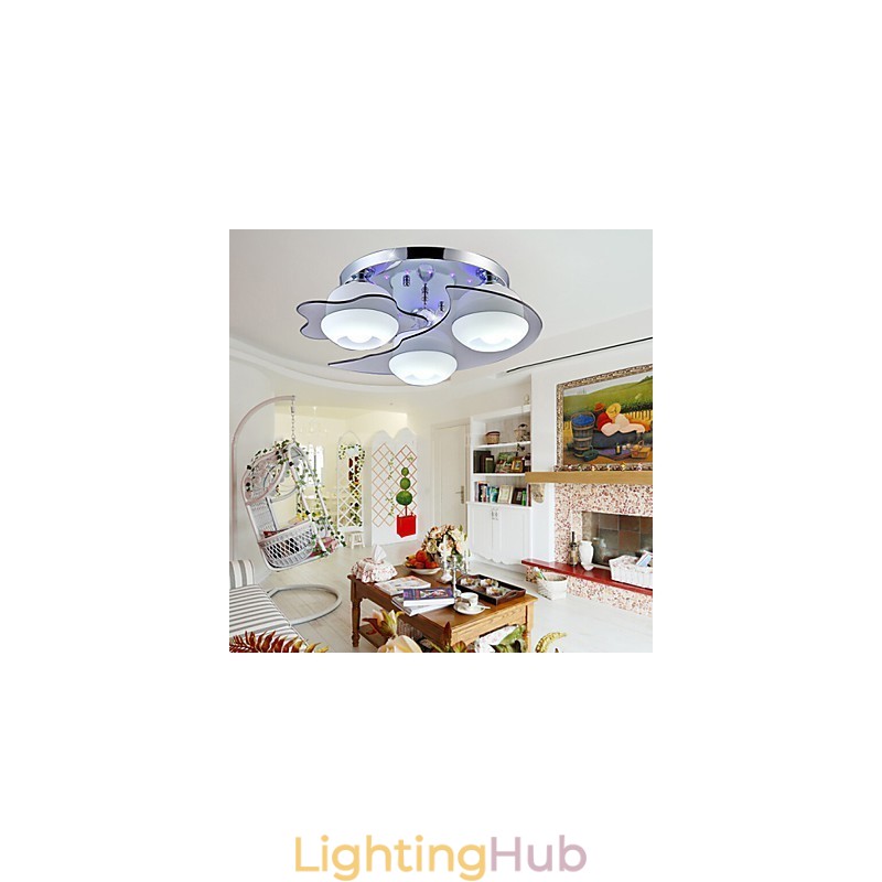 Flush Mount 3 Lights Modern Fashion Contracted White Stainless Steel Metal