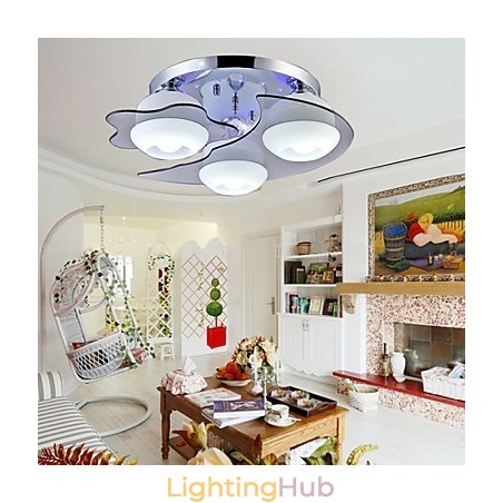 Flush Mount 3 Lights Modern Fashion Contracted White Stainless Steel Metal