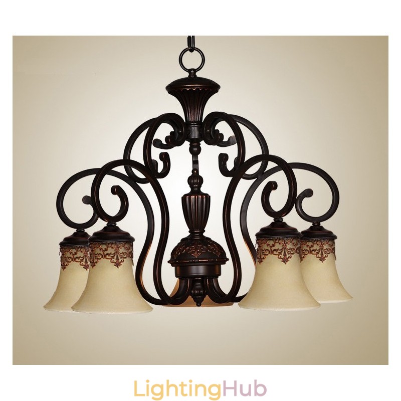Vintage Country Island Painting Metal Chandelier Flush Mount