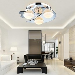 Flush Mount 3 Lights Modern Fashion Contracted White Stainless Steel Metal