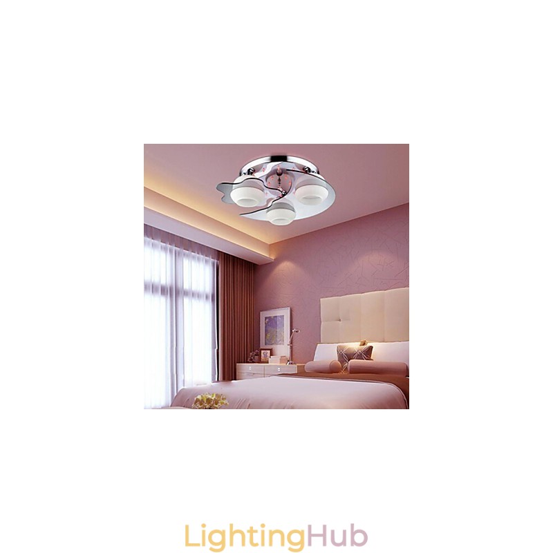 Flush Mount 3 Lights Modern Fashion Contracted White Stainless Steel Metal