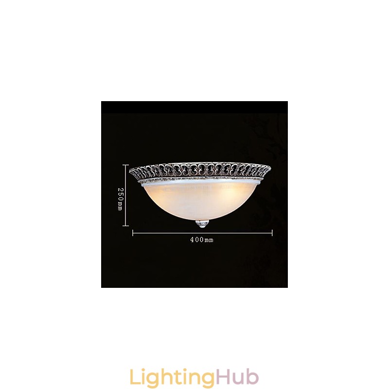 Dark Brown Flush Mount Light Glass Resin Pattern Carving European Classic