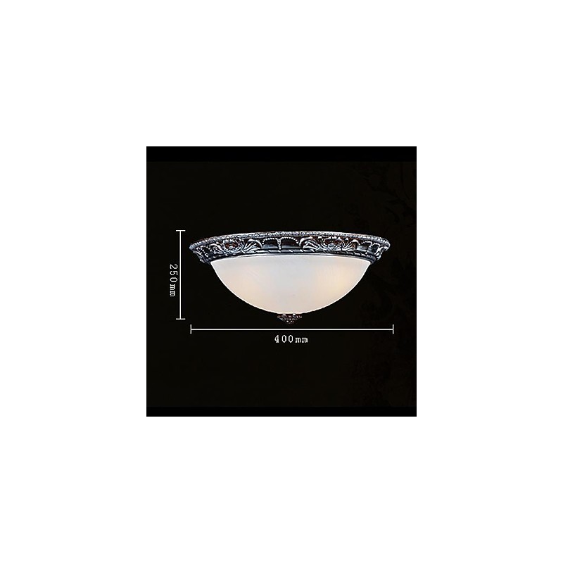 Flush Mount Light Glass Resin Silver Carving Retro European Classic