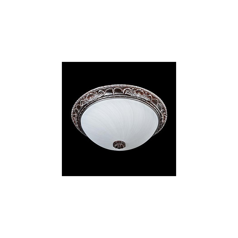 Flush Mount Light Glass Resin Silver Carving Retro European Classic