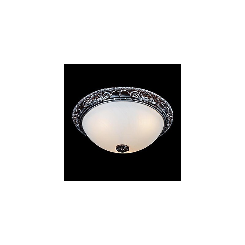 Flush Mount Light Glass Resin Silver Carving Retro European Classic