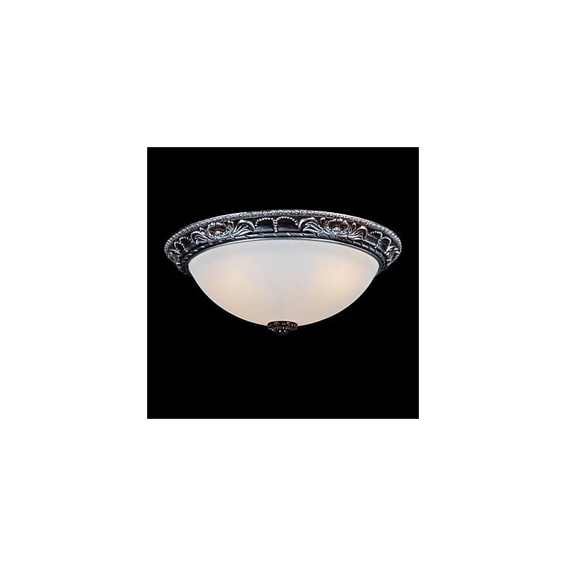 Flush Mount Light Glass Resin Silver Carving Retro European Classic