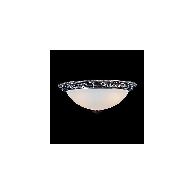 Flush Mount Light Glass Resin Silver Carving Retro European Classic