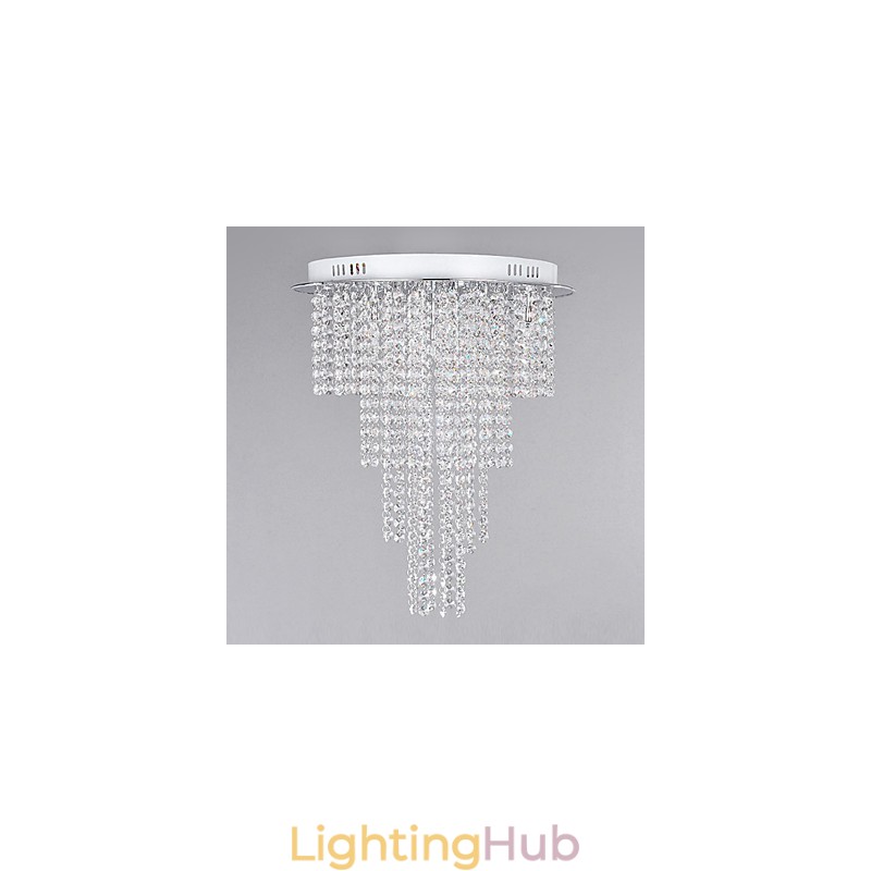 Crystal Flush Mount 8 Light Contemporary Metal Electroplating