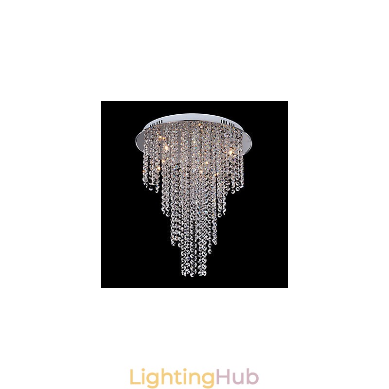 Crystal Flush Mount 8 Light Contemporary Metal Electroplating