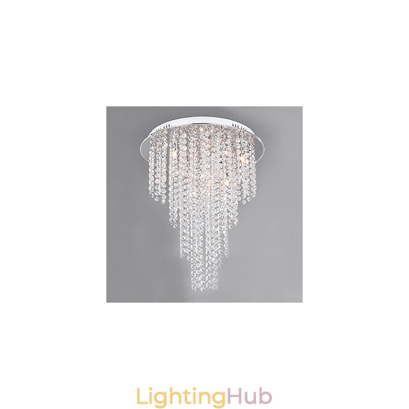 Crystal Flush Mount 8 Light Contemporary Metal Electroplating