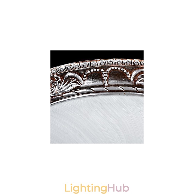 Flush Mount Light Glass Resin Silver Carving Retro European Classic