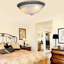 Dark Brown Flush Mount Light Glass Resin Pattern Carving European Classic