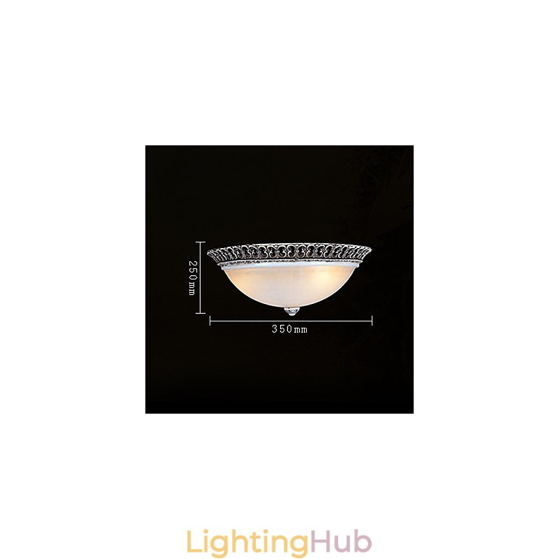 Dark Brown Flush Mount Light Glass Resin Pattern Carving European Classic