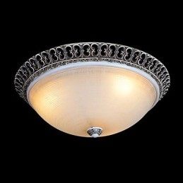 Dark Brown Flush Mount Light Glass Resin Pattern Carving European Classic